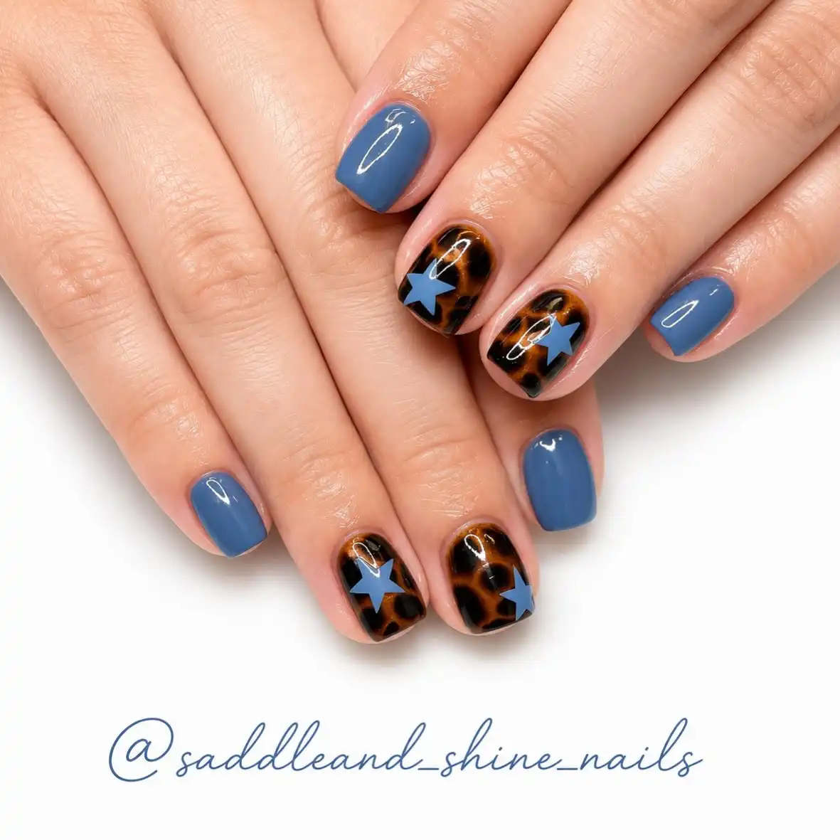 Slate Blue with Star-Over-Mottled Accents