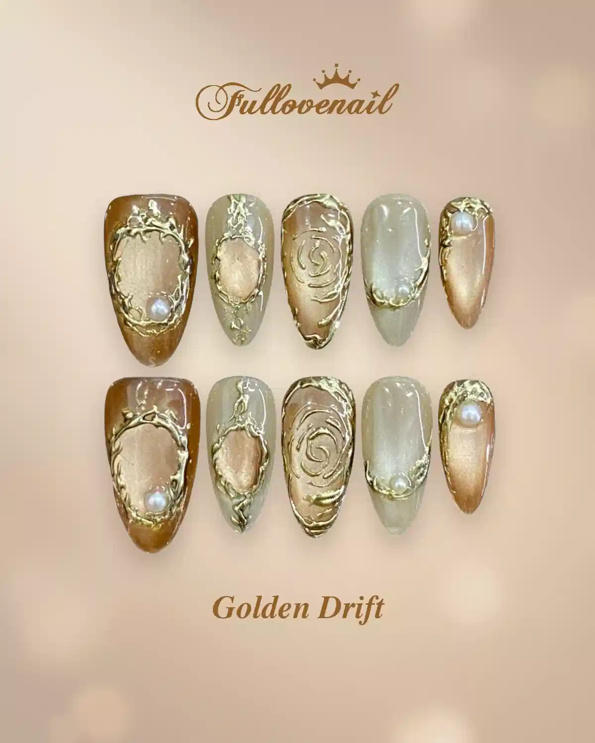 Mixed neutral set with raised gold frames and bead accents