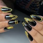 💙 20 Blue Gold Nails That Make This Unexpected Color Combo Look Absolutely Stunning Fashion image by @notorioushandjobz