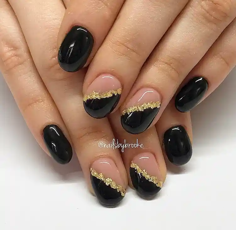 Black and nude color-block with a gold band detail