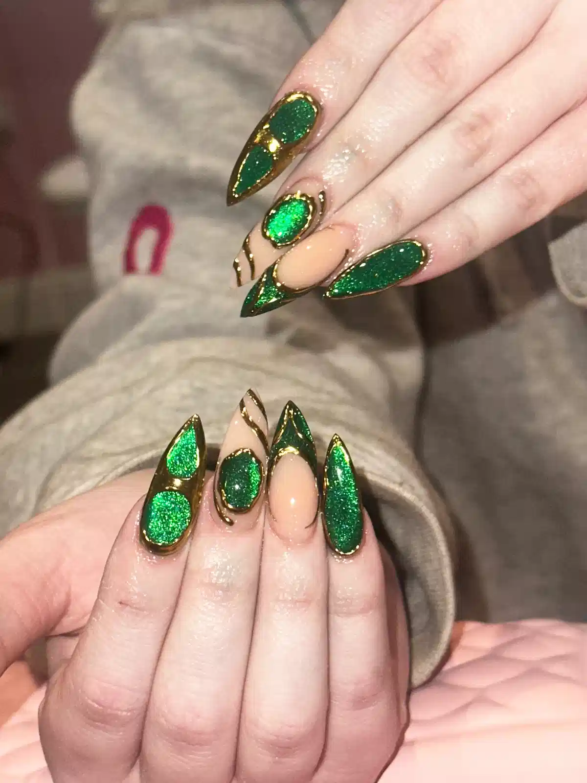 Green Glitter Cutout Design with Gold Framing