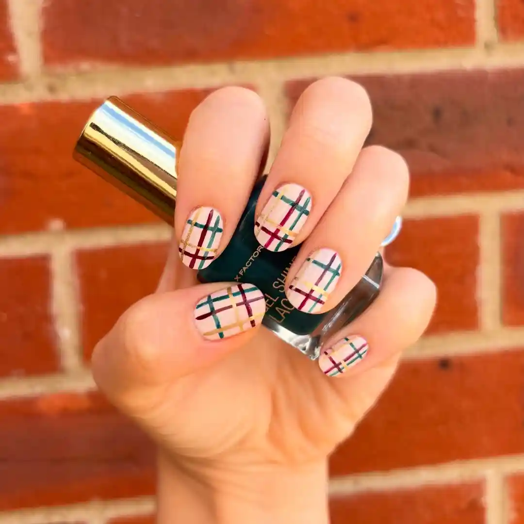 All-Over Multicolor Plaid on Nude Base (Bottle in Hand)