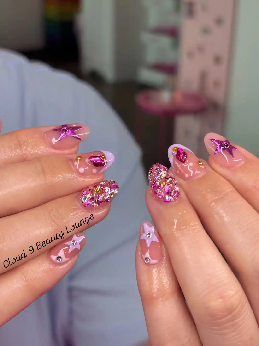 Star accents with rhinestones and glitter confetti