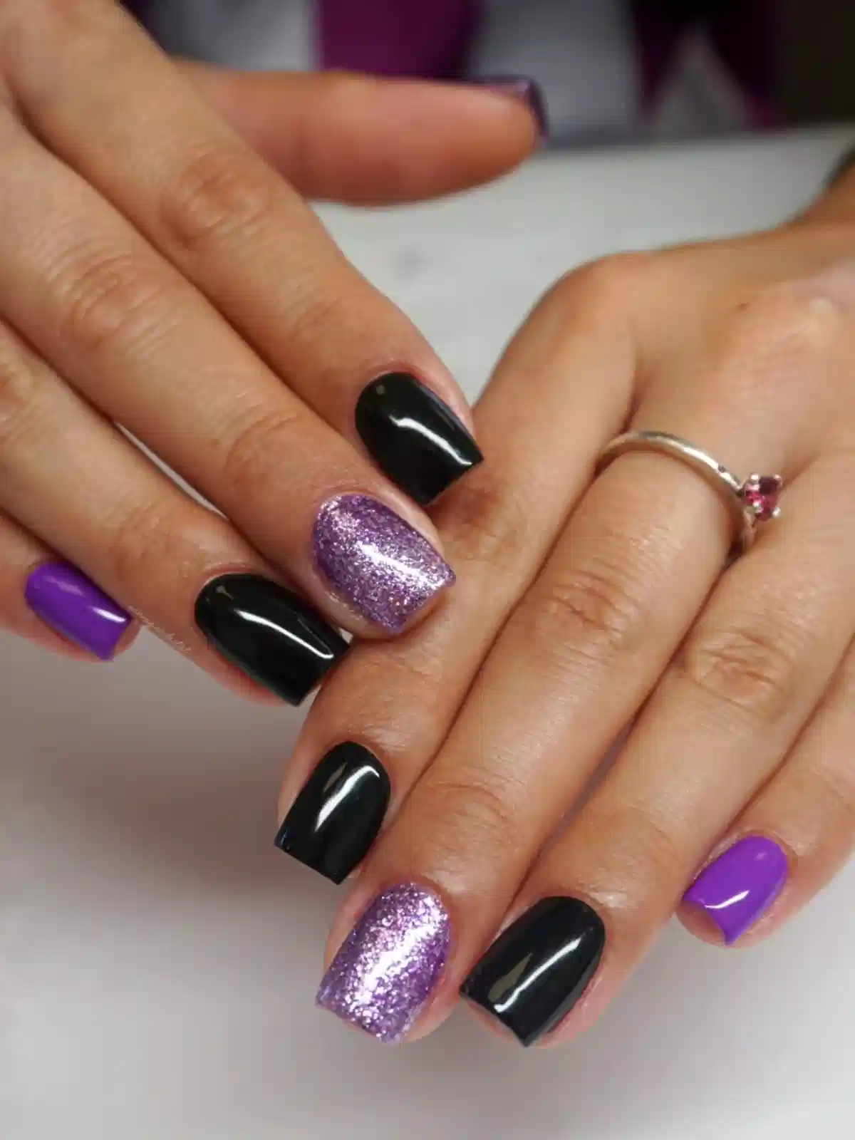 Black and Purple Mix with Purple Glitter Accent