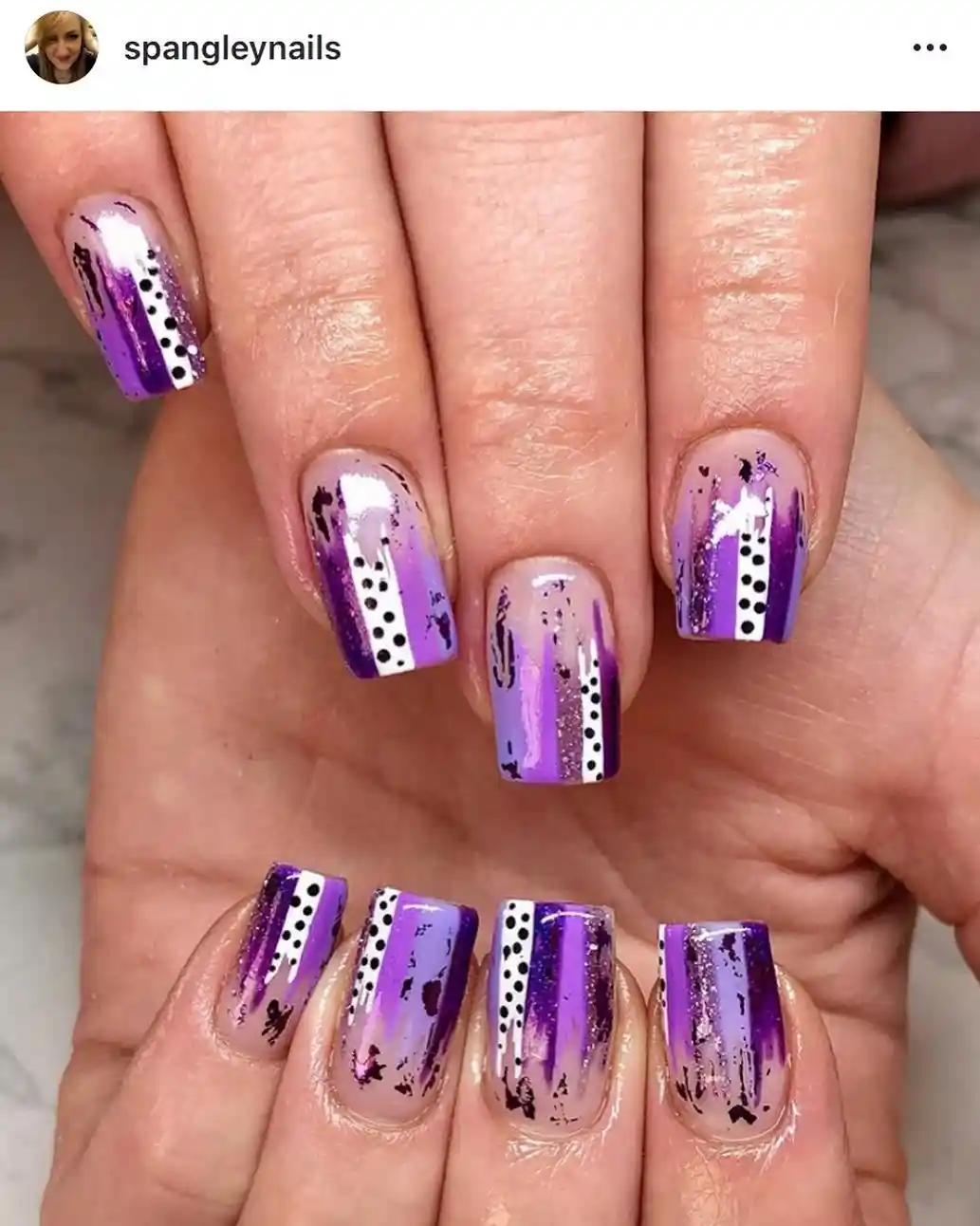 Purple stripes with polka-dot accent
