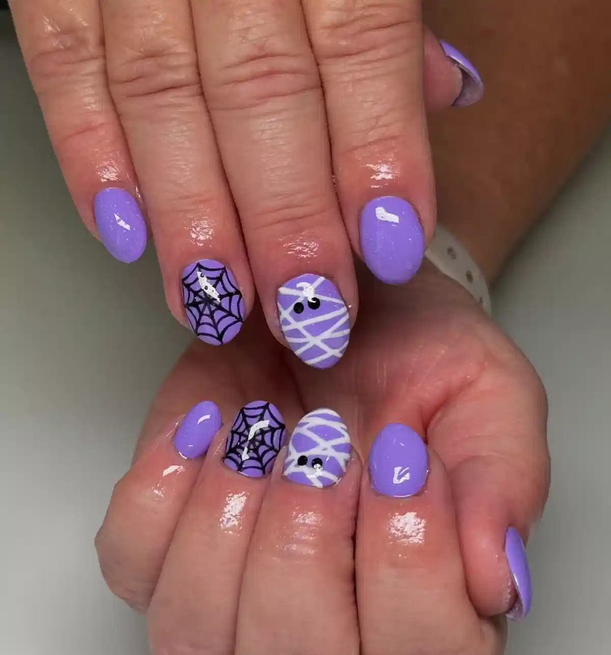 Pastel lavender with web and crisscross accents