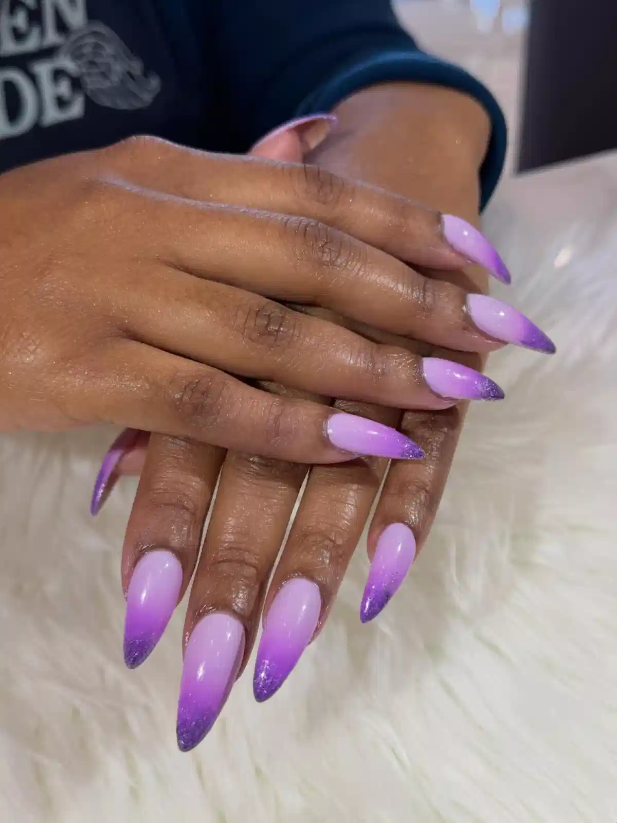 Pink-to-Purple Ombre with Glitter Tips