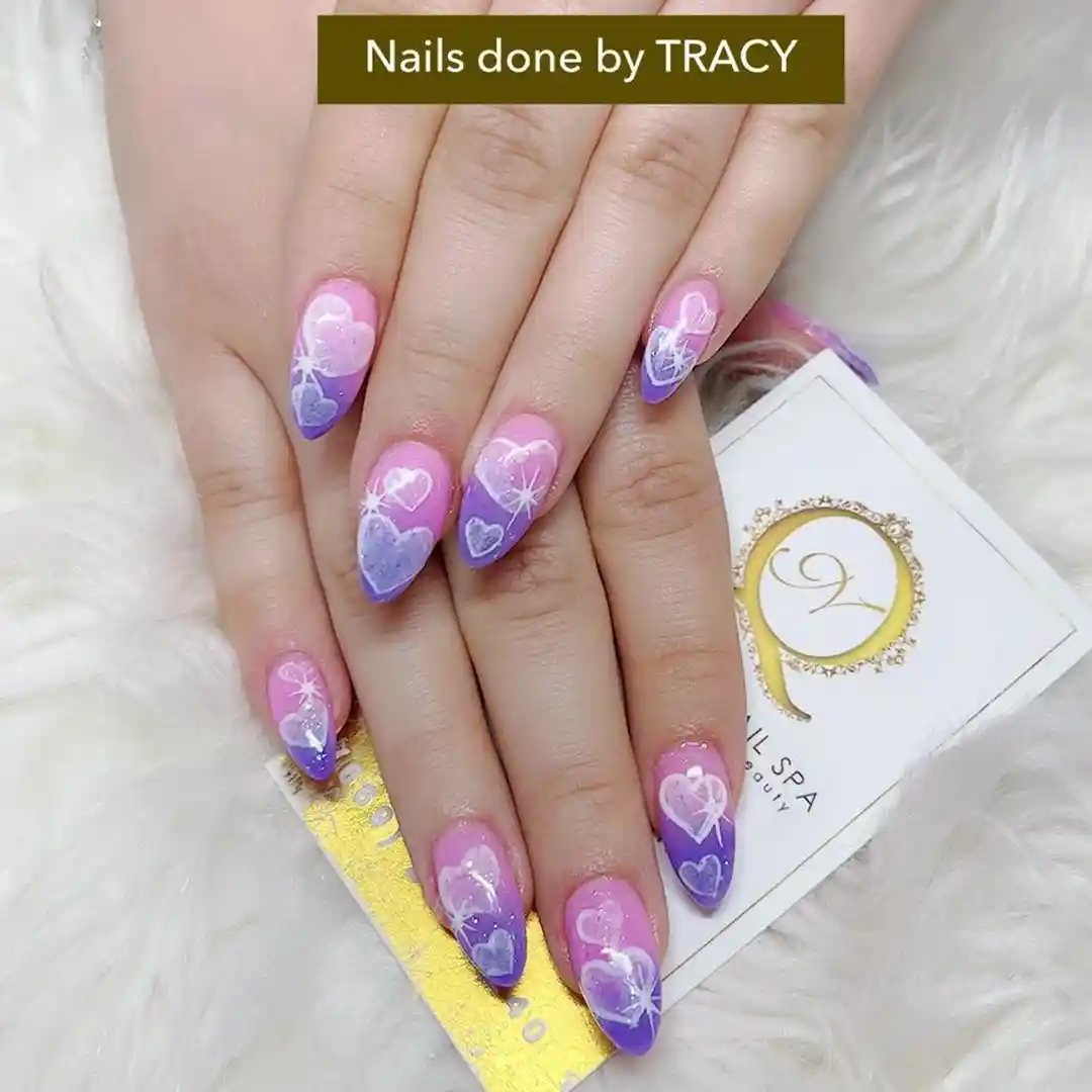 Pink-to-Purple Ombre with White Heart Art