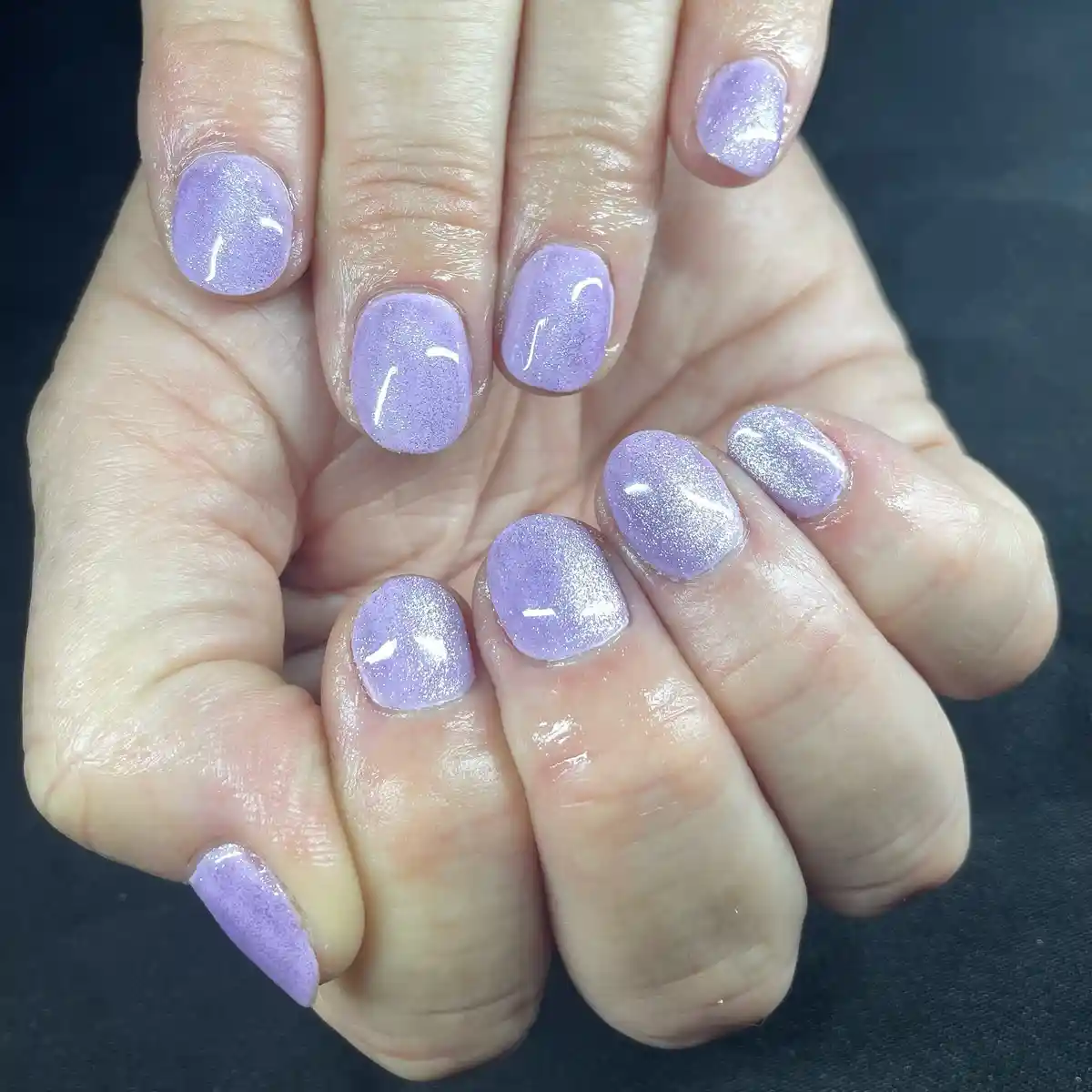 Shimmery Light Lavender Short Nails